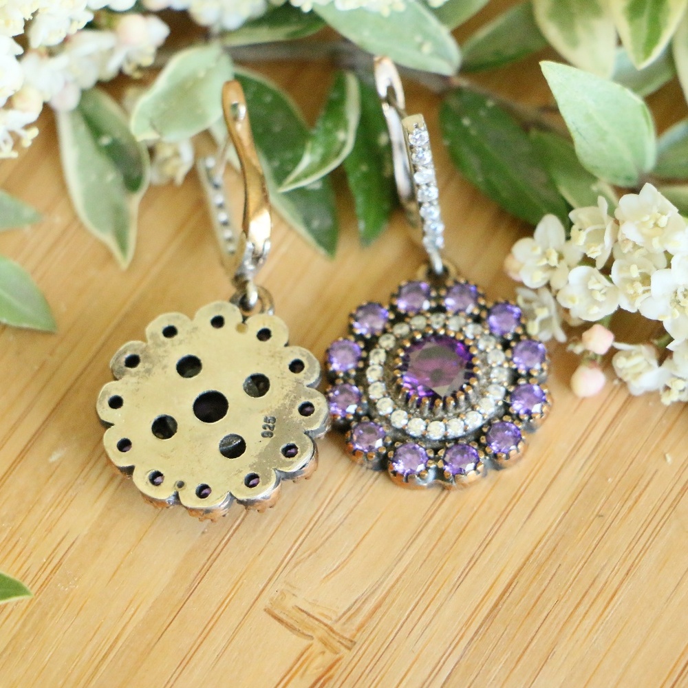 Sterling Silver Cubic Zirconia Stones Earrings - Picture 5 of 6